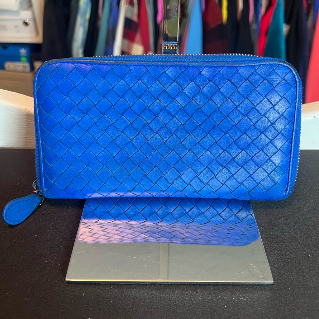 Bottega Veneta Blue Woven Wallet